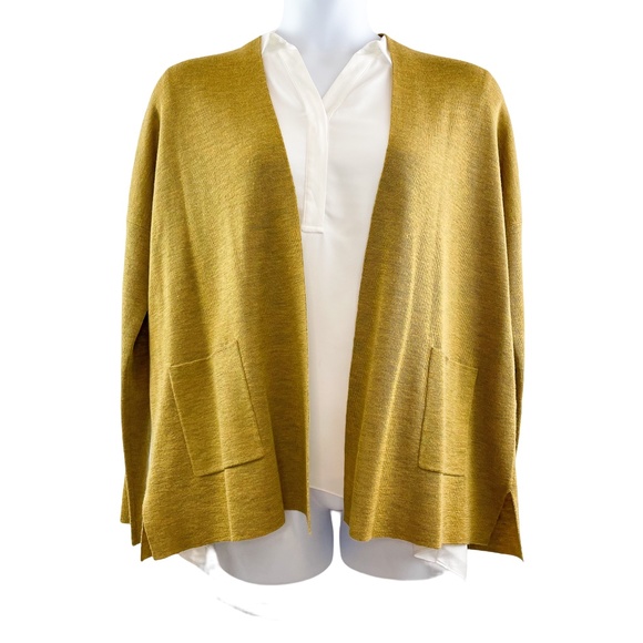 Eileen Fisher Sweaters - Eileen Fisher Mustard Open Front Merino Cardigan with Pockets